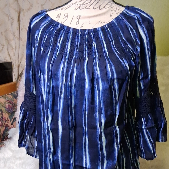 Tops - Blue Tie-Dye Women's Top